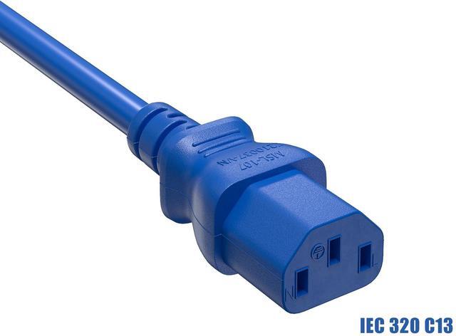 Alt view image 3 of 7 - CableLeader 8ft IEC-320 C13 to C14 Heavy-Duty Power Extension Cord 18 AWG 10A/250V SJT, Computer to PDU CPU Power Extension Cable, PC Power Cable, UL Listed, Blue