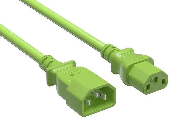 Main image of CableLeader 3ft IEC-320 C13 to C14 Heavy-Duty Power Extension Cord 18 AWG 10A/250V SJT, Computer to PDU CPU Power Extension Cable, PC Power Cable, UL Listed, Green