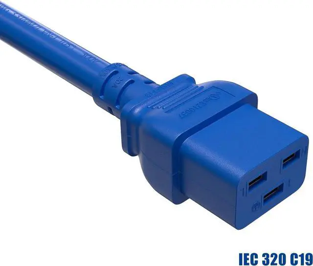 Alt view image 3 of 7 - CableLeader 3ft 12 AWG Heavy Duty Power Cord IEC320 C20 to IEC320 C19, 20A 250V, Extension Cable for PDUs, UPS Systems & Servers, Blue