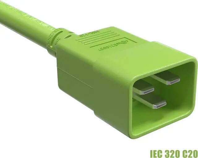 Alt view image 2 of 7 - CableLeader 3ft 12 AWG Heavy Duty Power Cord IEC320 C20 to IEC320 C19, 20A 250V, Extension Cable for PDUs, UPS Systems & Servers, Green