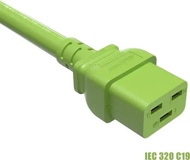 Alt view image 3 of 7 - CableLeader 3ft 12 AWG Heavy Duty Power Cord IEC320 C20 to IEC320 C19, 20A 250V, Extension Cable for PDUs, UPS Systems & Servers, Green