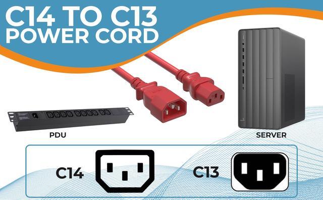 Alt view image 6 of 7 - CableLeader 6ft IEC-320 C13 to C14 Heavy-Duty Power Extension Cord 18 AWG 10A/250V SJT, Computer to PDU CPU Power Extension Cable, PC Power Cable, UL Listed, Red