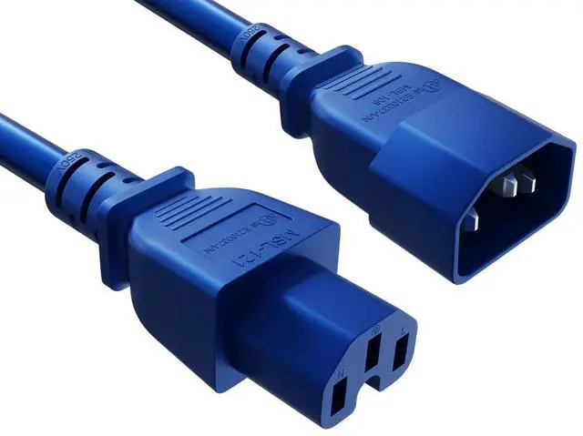 Alt view image 2 of 6 - cable leader 14 awg 15a 250v power cord (iec320 c14 to iec320 c15), color ul listed (6 foot (1 pack), blue)