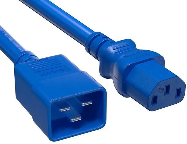 Main image of CableLeader 6ft IEC320 C20 to C13 Power Cord, 14AWG, 15A/250V, SJT, Power Extension Cord for PDUs, UPS Systems, Servers, Computer, Monitor & More, UL Listed, Blue