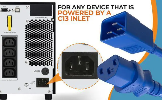 Alt view image 6 of 7 - CableLeader 6ft IEC320 C20 to C13 Power Cord, 14AWG, 15A/250V, SJT, Power Extension Cord for PDUs, UPS Systems, Servers, Computer, Monitor & More, UL Listed, Blue