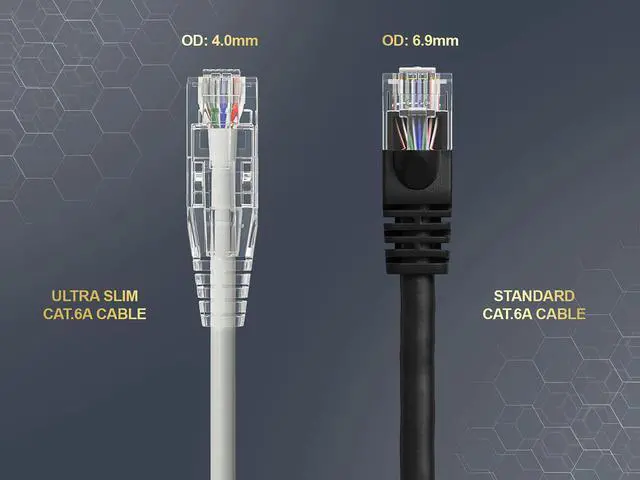 Alt view image 4 of 6 - Cable Leader 5ft Cat6a Ethernet Cable / Slim High Speed LAN Patch Cable, 10 Gigabit RJ45, 500MHz 28AWG Bare Copper UTP, Gray, for Patch Panel, Server Rack & Data Center