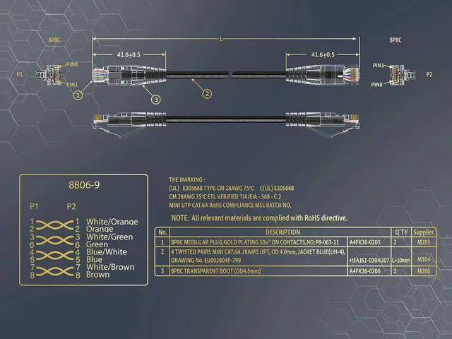 Alt view image 6 of 6 - Cable Leader 6ft Cat6a Ethernet Cable / Slim High Speed LAN Patch Cable, 10 Gigabit RJ45, 500MHz 28AWG Bare Copper UTP, Black, for Patch Panel, Server Rack & Data Center