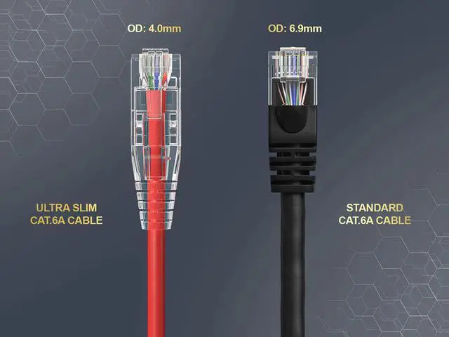 Alt view image 4 of 6 - Cable Leader 10ft Cat6a Ethernet Cable / Slim High Speed LAN Patch Cable, 10 Gigabit RJ45, 500MHz 28AWG Bare Copper UTP, Red, for Patch Panel, Server Rack & Data Center