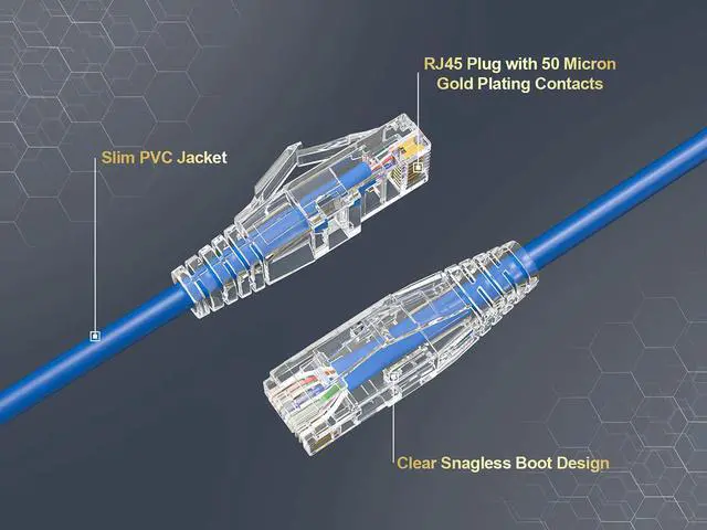 Alt view image 2 of 6 - Cable Leader 6ft Cat6a Ethernet Cable / Slim High Speed LAN Patch Cable, 10 Gigabit RJ45, 500MHz 28AWG Bare Copper UTP, Blue, for Patch Panel, Server Rack & Data Center
