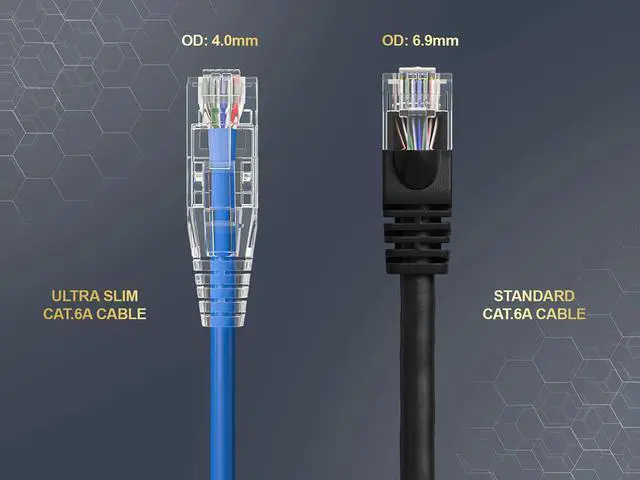 Alt view image 4 of 6 - Cable Leader 6ft Cat6a Ethernet Cable / Slim High Speed LAN Patch Cable, 10 Gigabit RJ45, 500MHz 28AWG Bare Copper UTP, Blue, for Patch Panel, Server Rack & Data Center