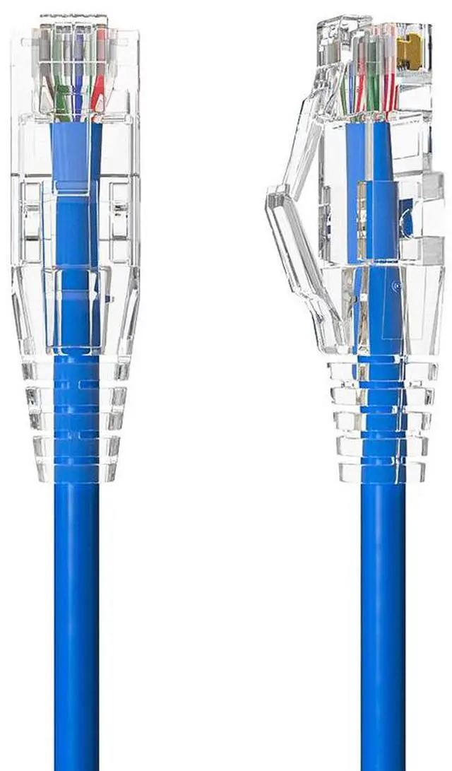 Main image of Cable Leader 12ft Cat6a Ethernet Cable / Slim High Speed LAN Patch Cable, 10 Gigabit RJ45, 500MHz 28AWG Bare Copper UTP, Blue, for Patch Panel, Server Rack & Data Center