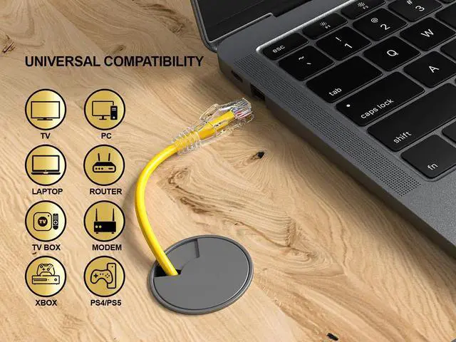 Alt view image 5 of 6 - Cable Leader 50ft Cat6a Ethernet Cable / Slim High Speed LAN Patch Cable, 10 Gigabit RJ45, 500MHz 28AWG Bare Copper UTP, Yellow, for Patch Panel, Server Rack & Data Center