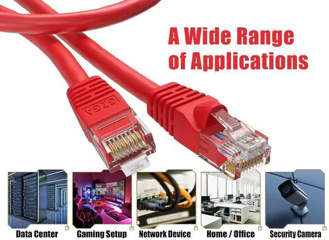 Alt view image 5 of 6 - Cable Leader 25ft Cat6 Ethernet Cable / High Speed LAN Patch Cable, 1 Gigabit RJ45, 550MHz 24AWG Bare Copper UTP, Red, for Home, Office, Gaming & Router