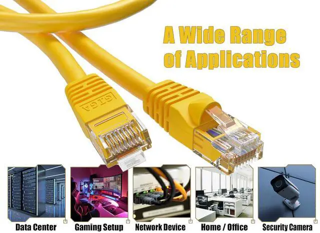 Alt view image 5 of 6 - Cable Leader 75ft Cat6 Ethernet Cable / High Speed LAN Patch Cable, 1 Gigabit RJ45, 550MHz 24AWG Bare Copper UTP, Yellow, for Home, Office, Gaming & Router