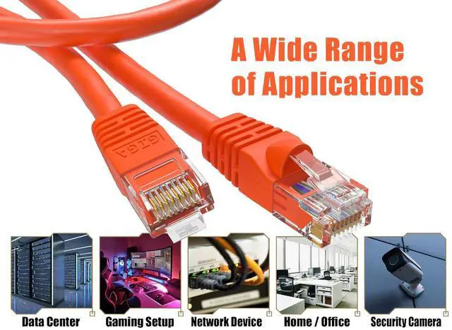 Alt view image 5 of 6 - Cable Leader 25ft Cat6 Ethernet Cable / High Speed LAN Patch Cable, 1 Gigabit RJ45, 550MHz 24AWG Bare Copper UTP, Orange, for Home, Office, Gaming & Router