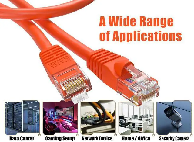 Alt view image 4 of 5 - Cable Leader 50ft Cat5e Ethernet Cable / High Speed LAN Patch Cable, 1 Gigabit RJ45, 350MHz 24AWG Bare Copper UTP, Orange, for Home, Office, Gaming & Router