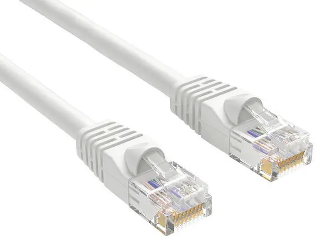 Main image of Cable Leader 50ft Cat5e Ethernet Cable / High Speed LAN Patch Cable, 1 Gigabit RJ45, 350MHz 24AWG Bare Copper UTP, White, for Home, Office, Gaming & Router