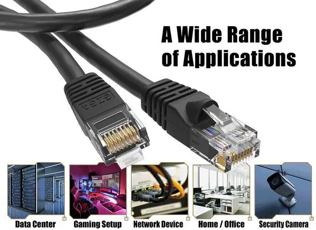 Alt view image 4 of 6 - Cable Leader 10ft Cat6 Ethernet Cable / High Speed LAN Patch Cable, 1 Gigabit RJ45, 550MHz 24AWG Bare Copper UTP, Black, for Home, Office, Gaming & Router