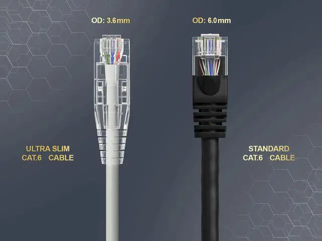 Alt view image 4 of 6 - Cable Leader 25ft Cat6 Slim Ethernet Cable / Mini LAN Patch Cable, 1 Gigabit RJ45, 250MHz 28AWG Bare Copper UTP, Gray, for Patch Panel, Wall & Behind Desk