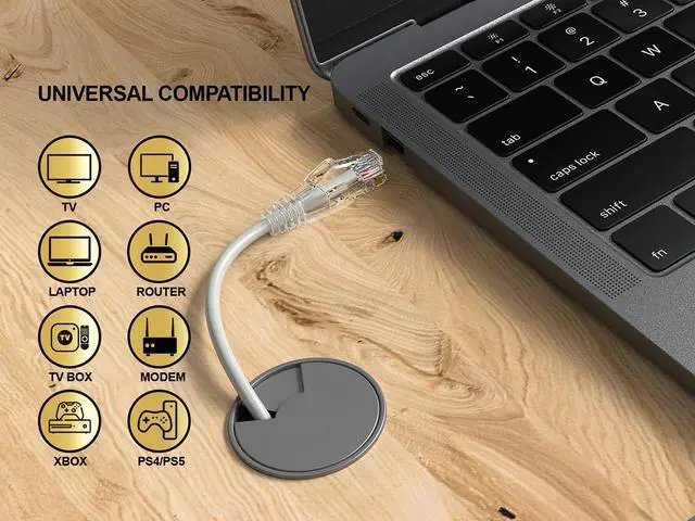 Alt view image 5 of 6 - Cable Leader 25ft Cat6 Slim Ethernet Cable / Mini LAN Patch Cable, 1 Gigabit RJ45, 250MHz 28AWG Bare Copper UTP, Gray, for Patch Panel, Wall & Behind Desk