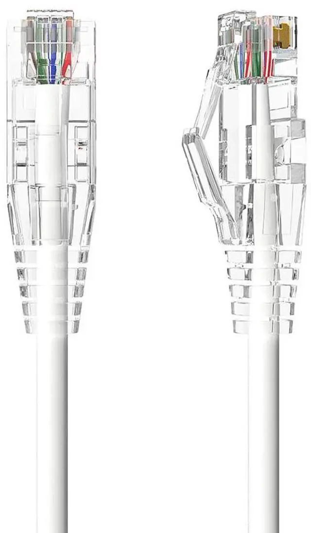 Main image of Cable Leader 25ft Cat6 Slim Ethernet Cable / Mini LAN Patch Cable, 1 Gigabit RJ45, 250MHz 28AWG Bare Copper UTP, White, for Patch Panel, Wall & Behind Desk