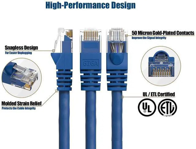 Alt view image 2 of 6 - Cable Leader 18in Cat6 Ethernet Cable / High Speed LAN Patch Cable, 1 Gigabit RJ45, 550MHz 24AWG Bare Copper UTP, Blue, for Home, Office, Gaming & Router