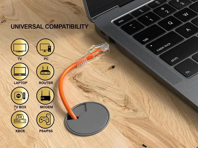 Alt view image 5 of 6 - Cable Leader 15ft Cat6 Slim Ethernet Cable / Mini LAN Patch Cable, 1 Gigabit RJ45, 250MHz 28AWG Bare Copper UTP, Orange, for Patch Panel, Wall & Behind Desk