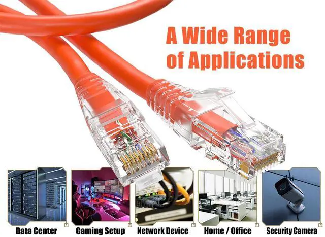 Alt view image 5 of 6 - Cable Leader 25ft Cat6 Ethernet Cable / High Speed LAN Patch Cable, 1 Gigabit RJ45, 550MHz 24AWG Bare Copper UTP, Orange, for Home, Office, Gaming & Router