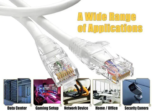 Alt view image 5 of 6 - Cable Leader 10ft Cat6 Ethernet Cable / High Speed LAN Patch Cable, 1 Gigabit RJ45, 550MHz 24AWG Bare Copper UTP, White, for Home, Office, Gaming & Router