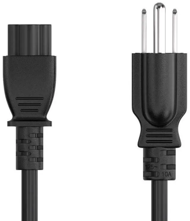 Alt view image 3 of 6 - Cable Leader 1ft NEMA 5-15P 3-Prong to IEC C5 Notebook Power Cord, 18 AWG, Black - Cloverleaf AC Cord for Laptop, Printer & Electronics, UL Listed