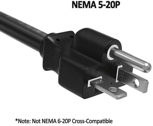 Alt view image 2 of 5 - Cable Leader 3ft NEMA 5-20P to C13 Heavy Duty Power Cord, 14 AWG SJT 15A/125V, Black - PC, Monitor & Computer AC Power Cord, UL Listed