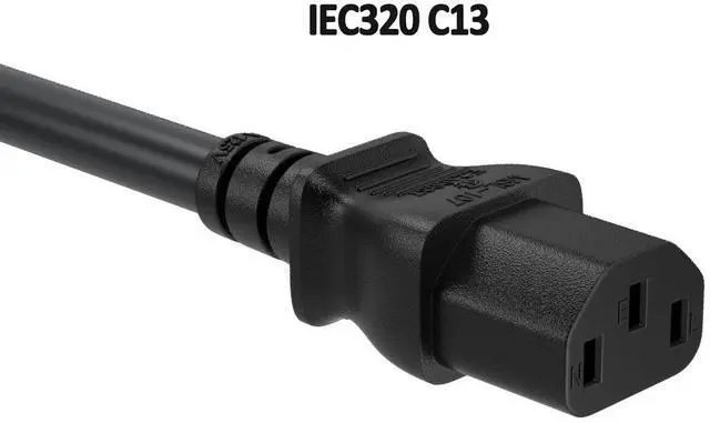 Alt view image 3 of 5 - Cable Leader 3ft NEMA 5-20P to C13 Heavy Duty Power Cord, 14 AWG SJT 15A/125V, Black - PC, Monitor & Computer AC Power Cord, UL Listed