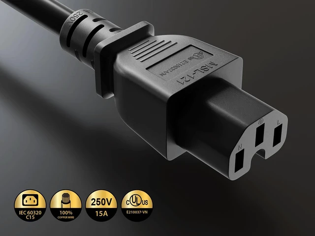 Alt view image 3 of 6 - Cable Leader 4ft IEC C14 to C15 Heavy Duty PDU Power Cord, 14 AWG SJT 15A/250V, Black - Server Rack Jumper Cable for Network Switches & Hot Equipment, IEC Jumper, UL Listed