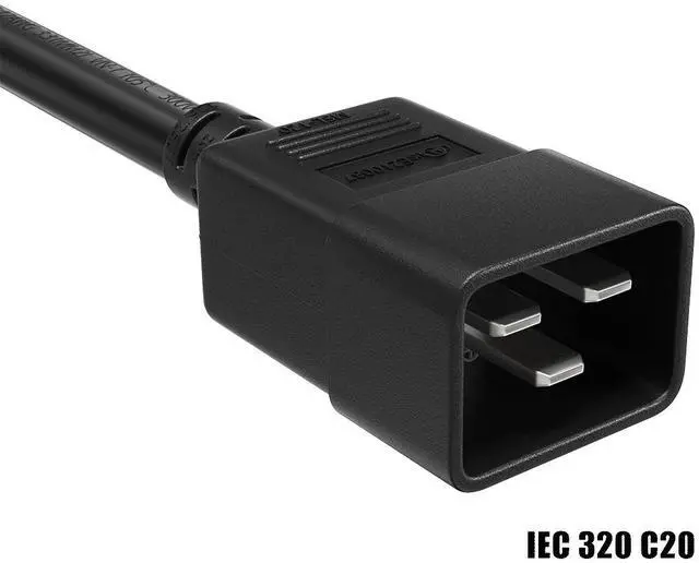 Alt view image 2 of 6 - Cable Leader 4ft IEC C20 to C19 Heavy Duty Power Extension Cord, 12 AWG SJT 20A/250V, Black - Server Rack PDU Jumper Extension Cable, IEC 60320, UL Listed