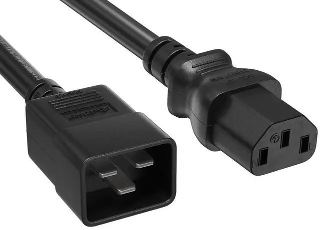 Main image of Cable Leader 8ft IEC C20 to C13 Heavy Duty Power Extension Cord, 14 AWG SJT 15A/250V, Black - Server Rack PDU Jumper Extension Cable, IEC 60320, UL Listed