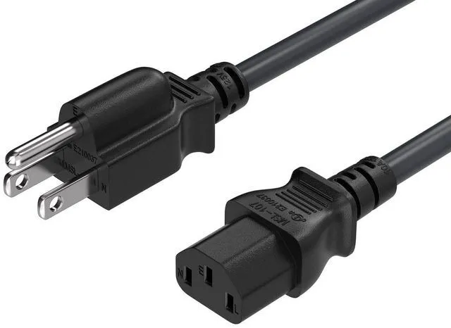 Alt view image 2 of 7 - Cable Leader 7ft NEMA 5-15P to C13 Power Cord, 18 AWG SJT 10A/125V, Black - PC, Monitor & Computer AC Power Cord, UL Listed