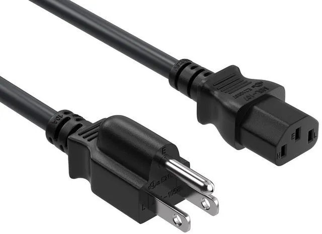 Main image of Cable Leader 7ft NEMA 5-15P to C13 Power Cord, 18 AWG SJT 10A/125V, Black - PC, Monitor & Computer AC Power Cord, UL Listed