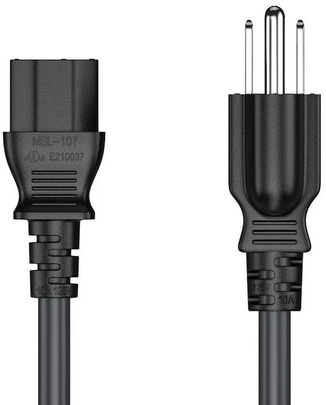 Alt view image 3 of 7 - Cable Leader 7ft NEMA 5-15P to C13 Power Cord, 18 AWG SJT 10A/125V, Black - PC, Monitor & Computer AC Power Cord, UL Listed