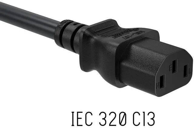 Alt view image 4 of 7 - Cable Leader 7ft NEMA 5-15P to C13 Power Cord, 18 AWG SJT 10A/125V, Black - PC, Monitor & Computer AC Power Cord, UL Listed
