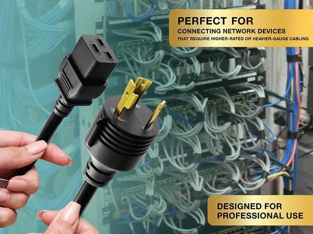 Alt view image 5 of 6 - Cable Leader 6ft NEMA NEMA 5-15P to C13 Heavy Duty Power Cord, 12 AWG SJT 20A/125V, Black - PC, Monitor & Computer AC Power Cord, UL Listed