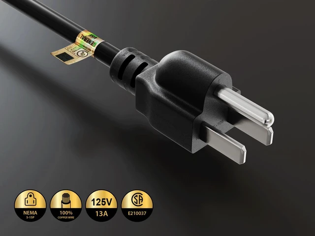 Alt view image 2 of 5 - Cable Leader 3ft NEMA 5-15P to 2x 5-15R Power Splitter Cord, 16 AWG SJT 13A/125V, Black - 1 to 2 Y Splitter for Outlets, PC & Equipment, UL Listed