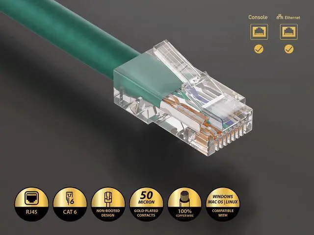 Alt view image 2 of 5 - Cable Leader 25ft Cat6 Non-Booted Ethernet Cable / LAN Patch Cable, 1 Gigabit RJ45, 550MHz 24AWG Bare Copper UTP, Green, for Patch Panel, Data Center & High-Density