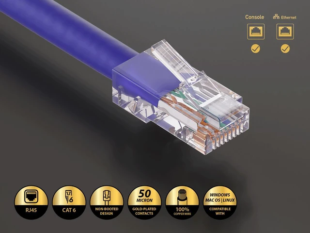 Alt view image 2 of 5 - Cable Leader 3ft Cat6 Non-Booted Ethernet Cable / LAN Patch Cable, 1 Gigabit RJ45, 550MHz 24AWG Bare Copper UTP, Purple, for Patch Panel, Data Center & High-Density