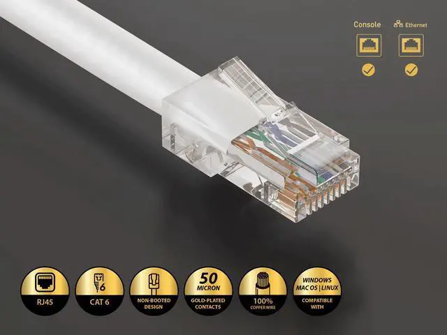 Alt view image 2 of 5 - Cable Leader 14ft Cat6 Non-Booted Ethernet Cable / LAN Patch Cable, 1 Gigabit RJ45, 550MHz 24AWG Bare Copper UTP, White, for Patch Panel, Data Center & High-Density