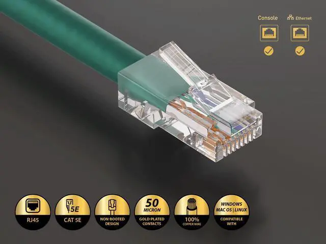 Alt view image 2 of 5 - Cable Leader 15ft Cat5e Non-Booted Ethernet Cable / LAN Patch Cable, 1 Gigabit RJ45, 350MHz 24AWG Bare Copper UTP, Green, for Patch Panel, Data Center & High-Density