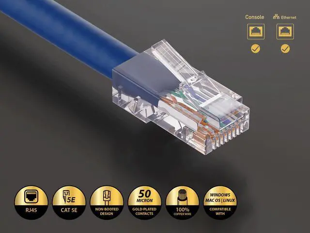 Alt view image 2 of 5 - Cable Leader 50ft Cat5e Non-Booted Ethernet Cable / LAN Patch Cable, 1 Gigabit RJ45, 350MHz 24AWG Bare Copper UTP, Blue, for Patch Panel, Data Center & High-Density