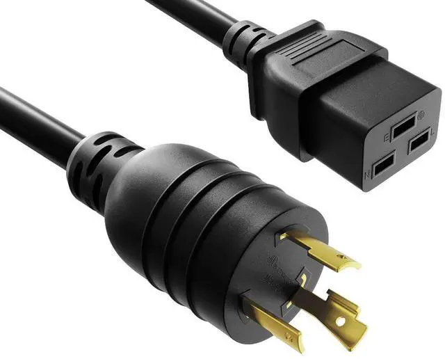 Main image of Cable Leader 10ft NEMA L6-20P to C19 Locking Power Cord, 12 AWG SJT 20A/250V, Black - Twist-Lock Server & PDU Power Cable, UL Listed