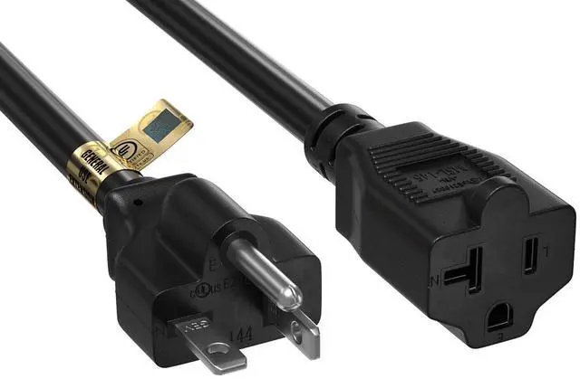 Main image of Cable Leader 25ft NEMA 5-20P to 5-20R Heavy Duty Power Extension Cord, 12 AWG SJT 20A/125V, Black - 3 Prong Grounded Indoor Extension Cable for Computer, Appliance & Equipment, UL Listed