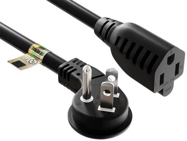 Main image of Cable Leader 1ft NEMA 5-15P Low Profile Angled to 5-15R Power Extension Cord, 16 AWG SJT 13A/125V, Black - 3 Prong Grounded Indoor Extension Cable for Computer, Appliance & Equipment, UL Listed