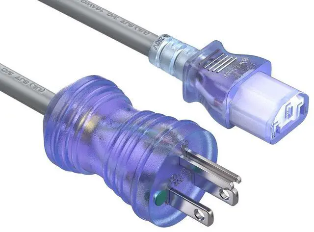 Main image of Cable Leader 6ft NEMA 5-15P to C13 Power Cord, 16 AWG SJT 13A/125V, Gray - PC, Monitor & Computer AC Power Cord, UL Listed